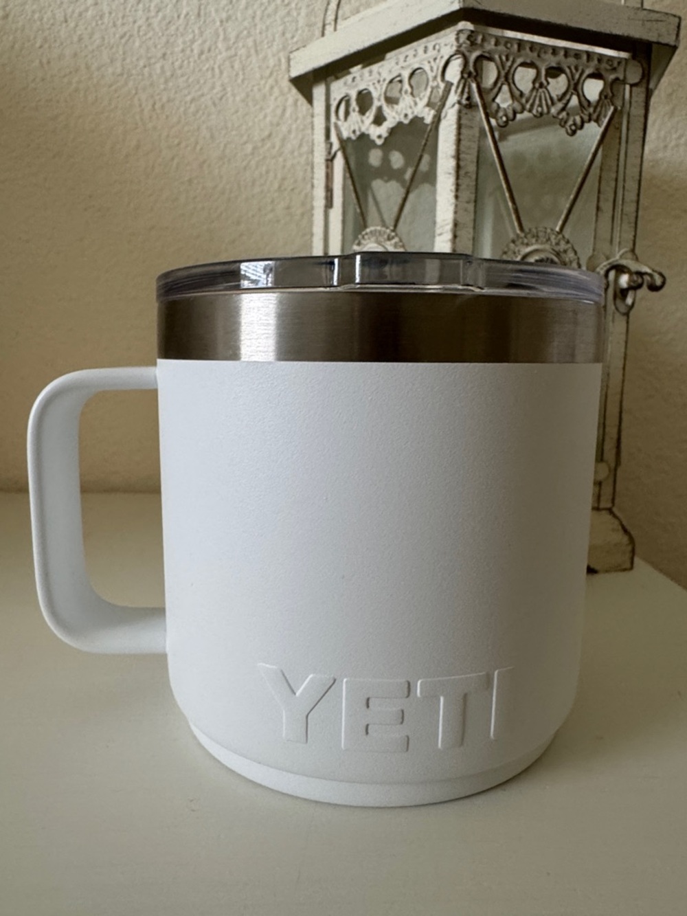Yeti Rambler White Mug Ceramic Lining Stainless 14oz Mug Clear Magslider Lid - Picture 2 of 7